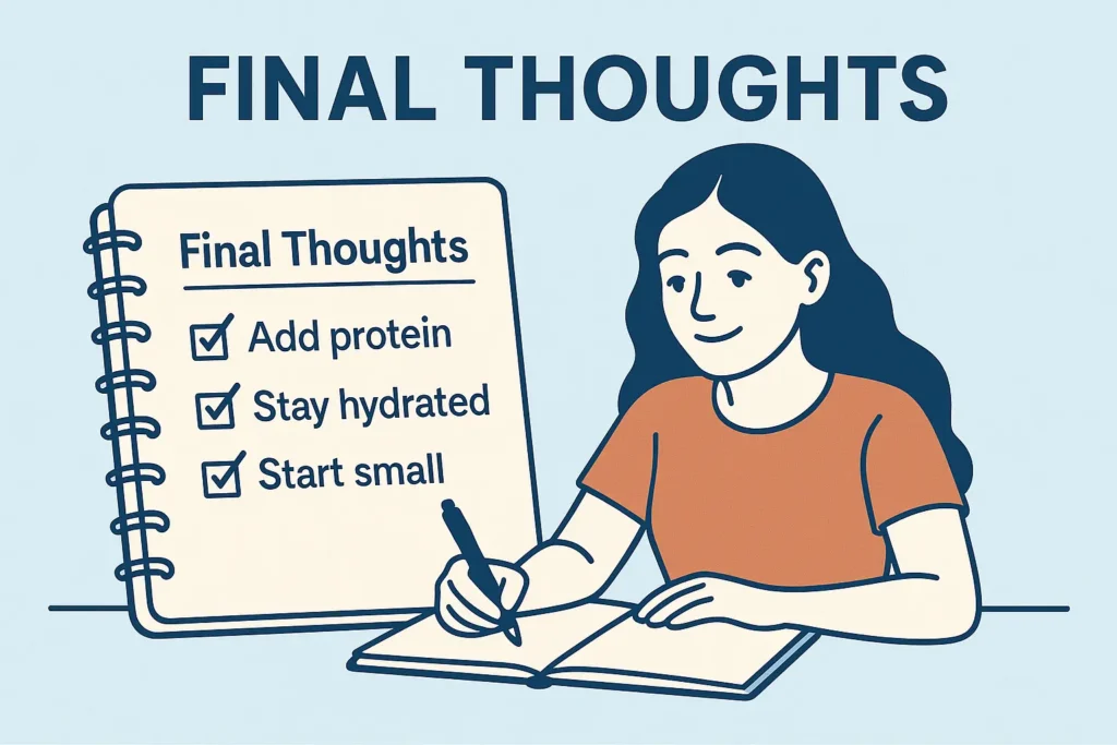 Open journal with handwritten health goals and a smiling woman making notes in the background. Open journal with handwritten health goals and a smiling woman making notes in the background.