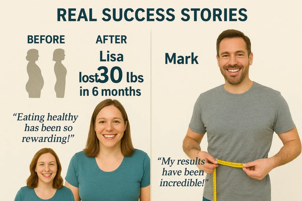 Before and after images of real people who successfully lost weight and improved health on a low carb diet, with testimonial quotes Before and after images of real people who successfully lost weight and improved health on a low carb diet, with testimonial quotes