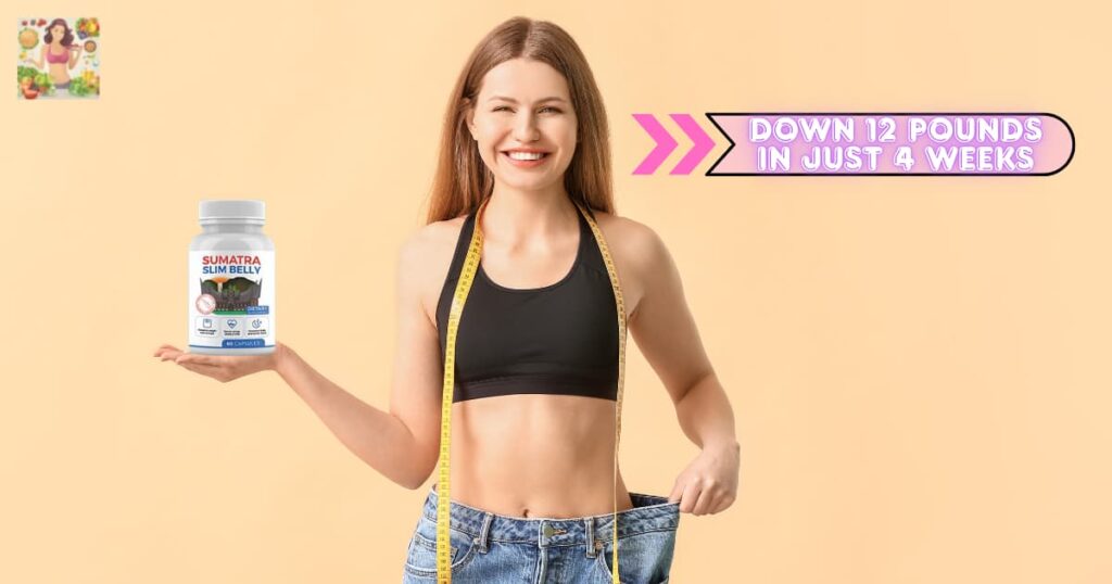 Happy woman holding up a pair of loose-fitting jeans Happy woman holding up a pair of loose-fitting jeans