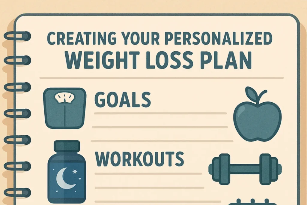 Planner or journal page labeled: “Goals – Meals – Workouts – Habits – Wins” Planner or journal page labeled: “Goals – Meals – Workouts – Habits – Wins”