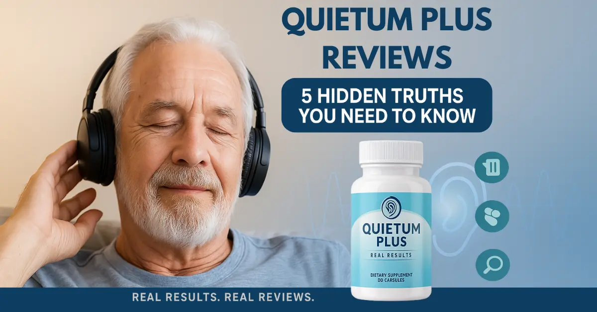 Smiling elderly man with light skin sitting peacefully in a green park, symbolizing relief and improved hearing health after using Quietum Plus supplement.