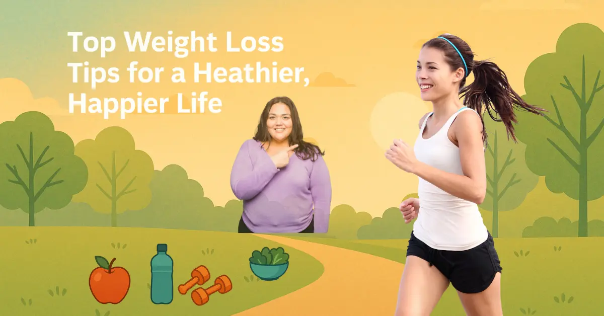 Tranquil park background with a winding path, sunlit trees, and warm golden tones, symbolizing a peaceful and healthy outdoor lifestyle for weight loss and wellness themes.