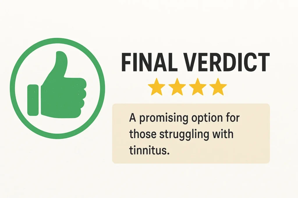 A thumbs-up icon and a final assessment graphic summarizing Quietum Plus’s effectiveness and safety." A thumbs-up icon and a final assessment graphic summarizing Quietum Plus’s effectiveness and safety."