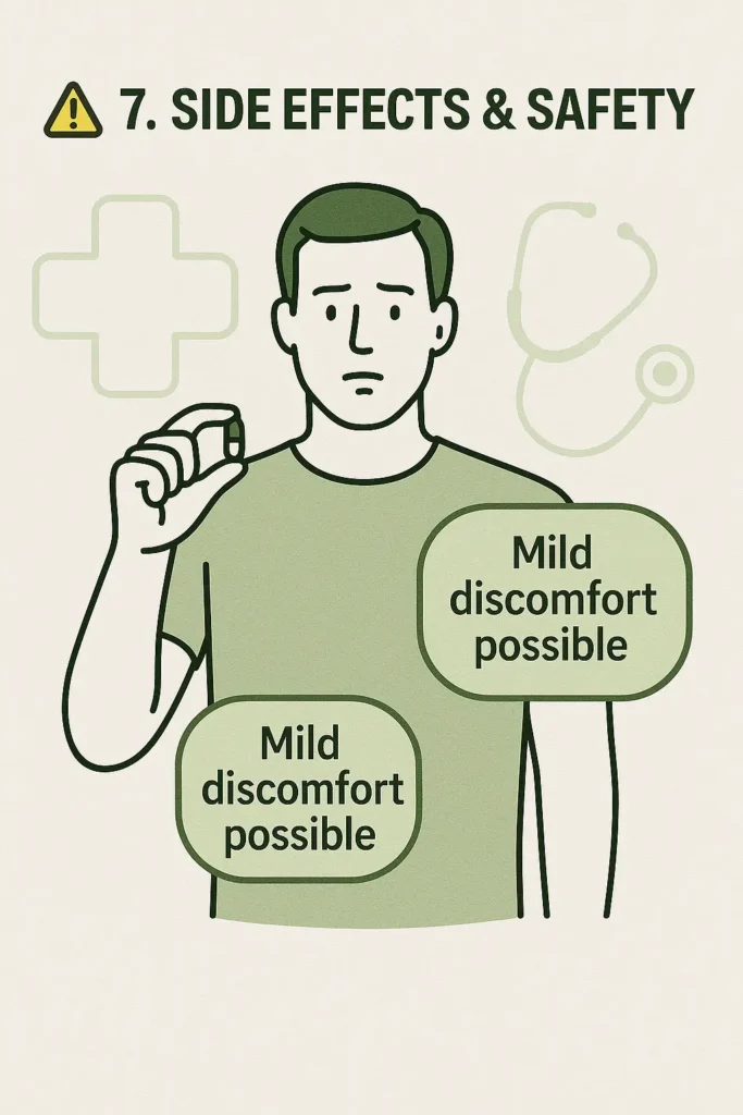 A person holding a GlucoTrust capsule with safety icons around, emphasizing mild side effects and the importance of consulting a doctor A person holding a GlucoTrust capsule with safety icons around, emphasizing mild side effects and the importance of consulting a doctor