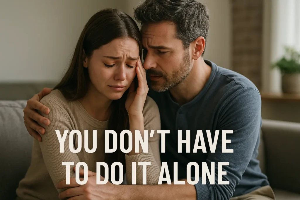Weight Loss Support - A friend consoles someone during an emotional moment, offering comfort and encouragement on their weight loss journey. Weight Loss Support - A friend consoles someone during an emotional moment, offering comfort and encouragement on their weight loss journey.